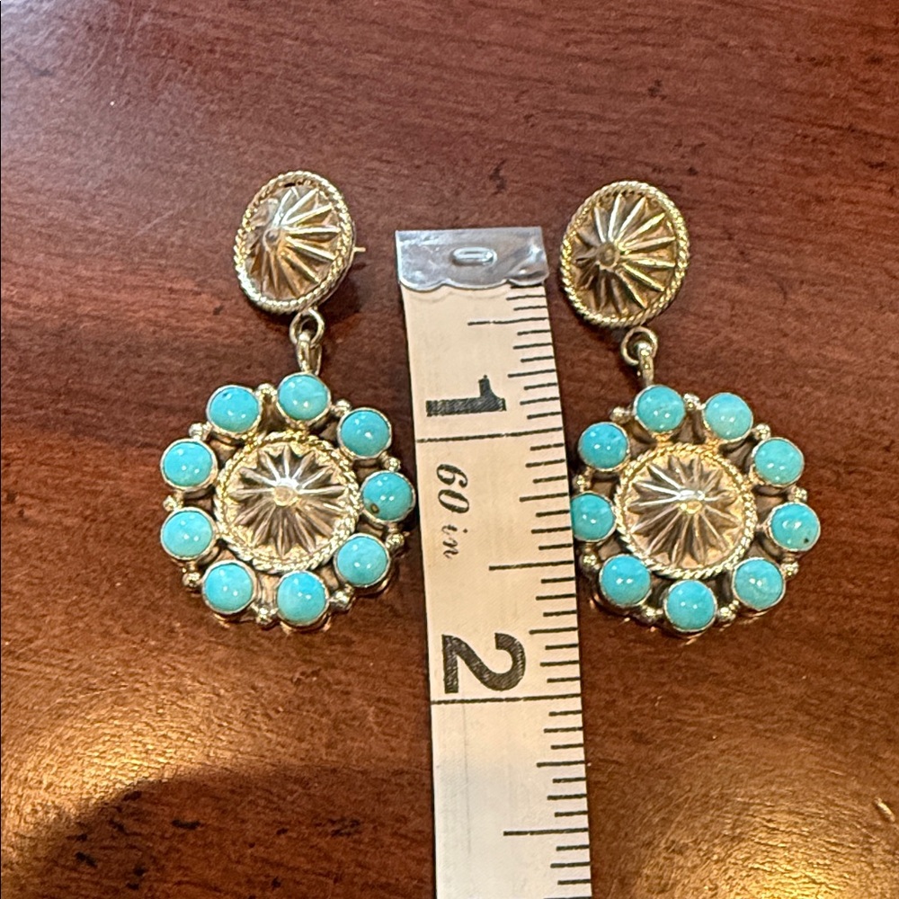 Native Silver and Turquoise Drop Earrings